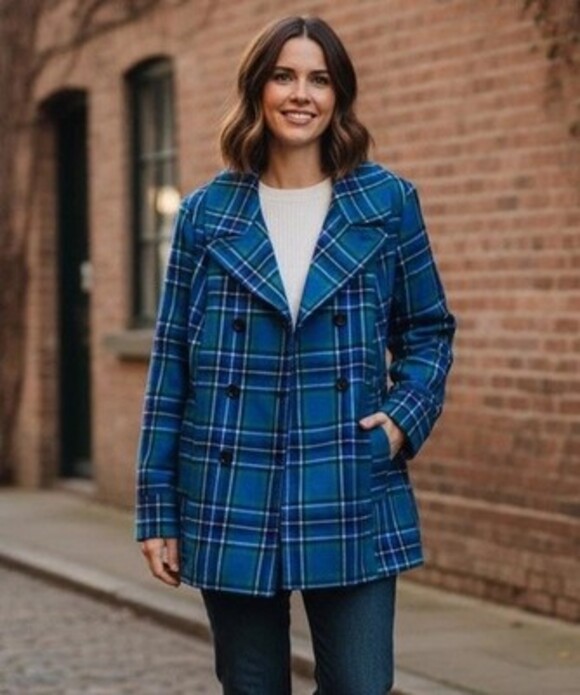 Old Navy Jackets & Blazers - NWT Old Navy Plaid Peacoat Blue Double Breasted Jacket Preppy Twee Cozy  XXL